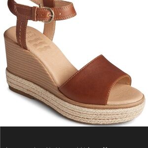 Sperry Brown Wedge Sandals Size 10